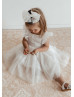 Flutter Sleeves Ivory Cotton Tulle Gorgeous Flower Girl Dress